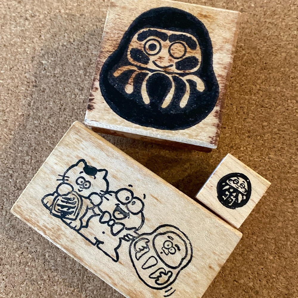 1990’s Cute Asian Lucky Characters Rubber Stamps